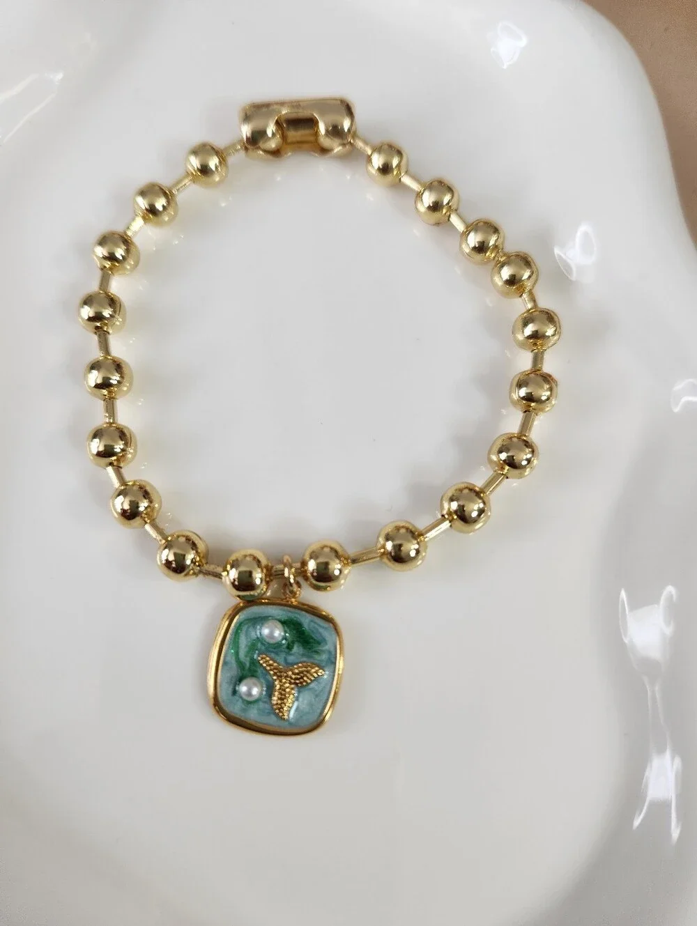 Fish Tail Charm Ball Chain Bracelet